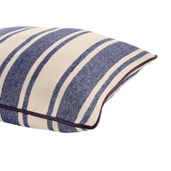 Blue Plaid Textured 18 in. x 18 in. Square Decorative Throw Pillow