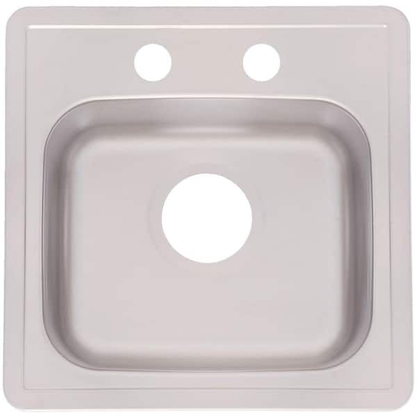 KINDRED Drop-In Stainless Steel 15.in 2-Hole Single Bowl Kitchen Sink