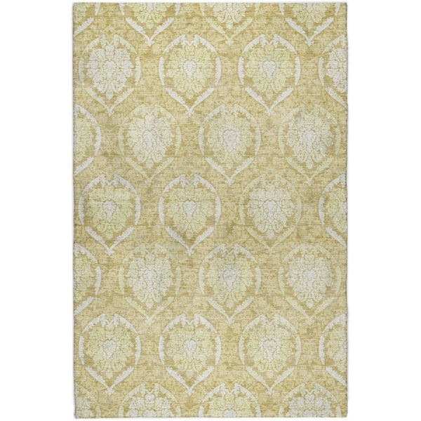 Dream Shag Premium Machine Washable Abstract ADS810 Gold 5 ft. x 7 ft. 6 in. Area Rug