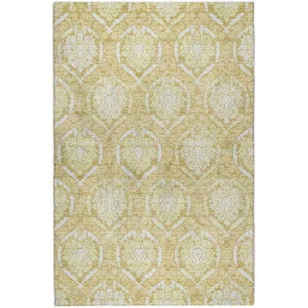 Dream Shag Premium Machine Washable Abstract ADS810 Gold 8 ft. x 10 ft. Area Rug