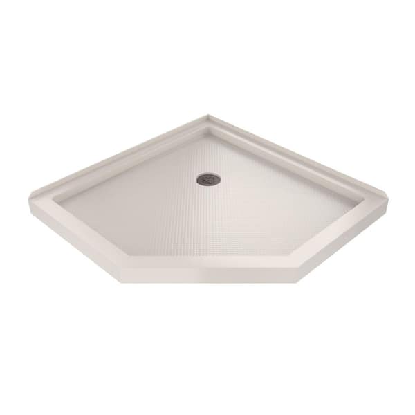SlimLine 36 in. L x 36 in. W Corner Neo Angle Biscuit Shower Pan Base with 2 in. Round Corner Drain in Oil Rubbed Bronze