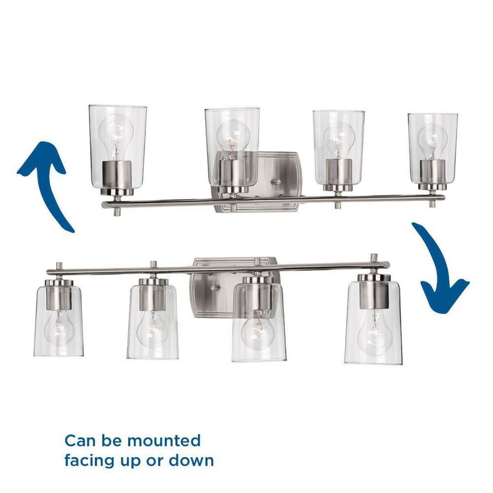 Adley Brushed Nickel 4-Light Bath Vanity with Clear Glass Shades