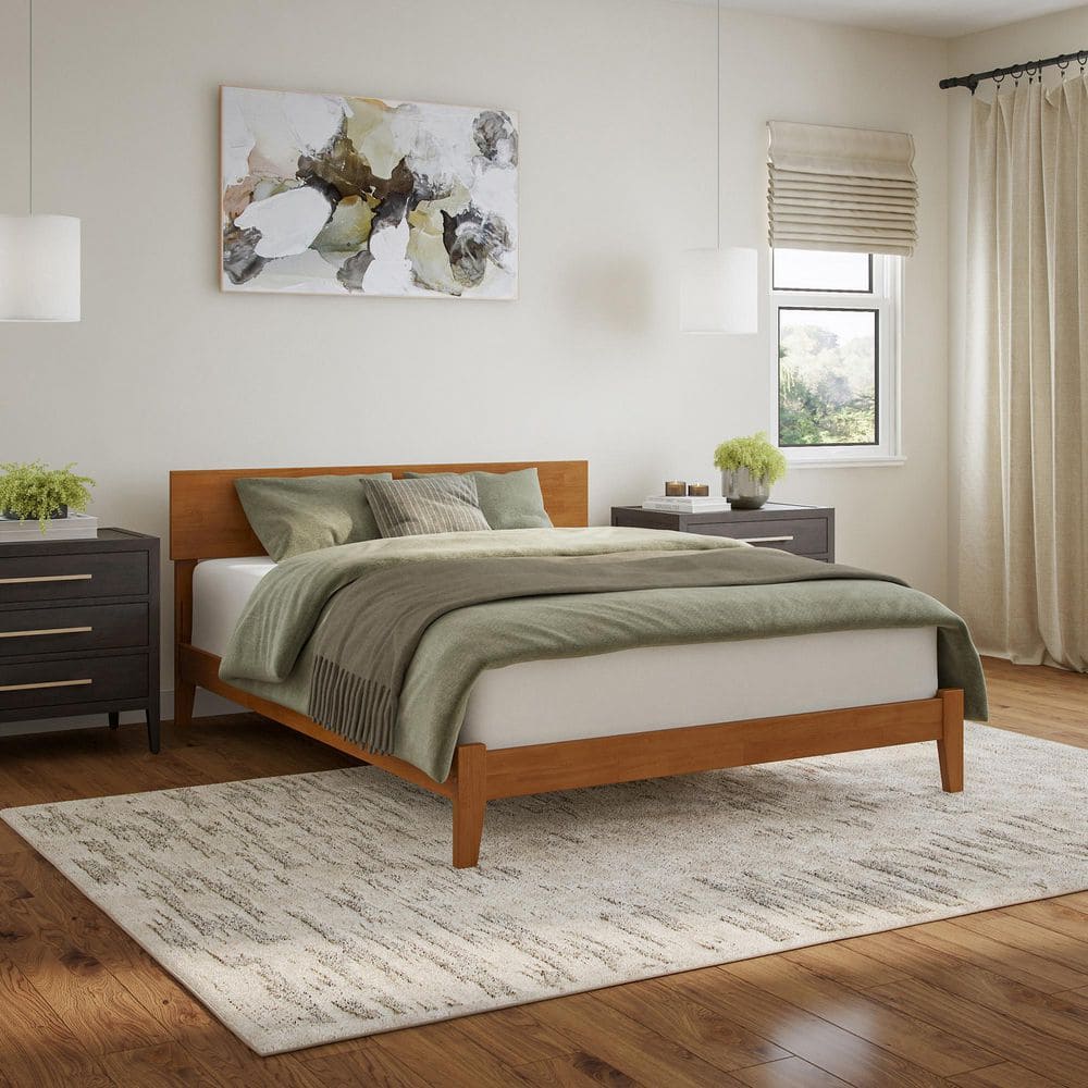 Orlando Light Toffee Natural Bronze Solid Wood Frame Queen Low Profile Platform Bed price history on PriceWatchPro