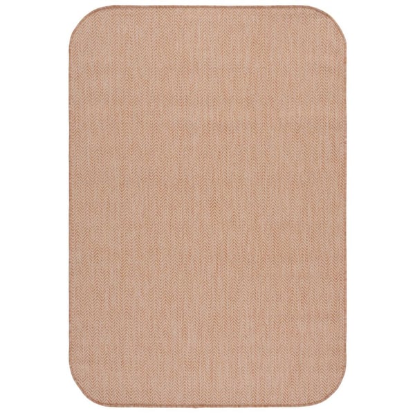 Courtyard 5 ft. x 8 ft. Natural/Cream Chevron Indoor/Outdoor Area Rug