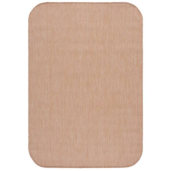 SAFAVIEH Courtyard Natural/Cream 7 ft. x 10 ft. Solid Color Chevron Indoor/Outdoor Area Rug