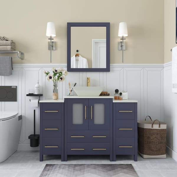 Vanity Art Ravenna 48 in. W Single Basin Bathroom Vanity in Blue with ...