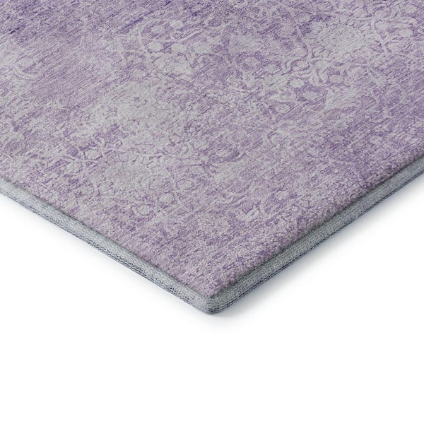 Mayfield Premium Machine Washable Abstract AMF1763 Lilac 5 ft. x 7 ft. 6 in. Area Rug