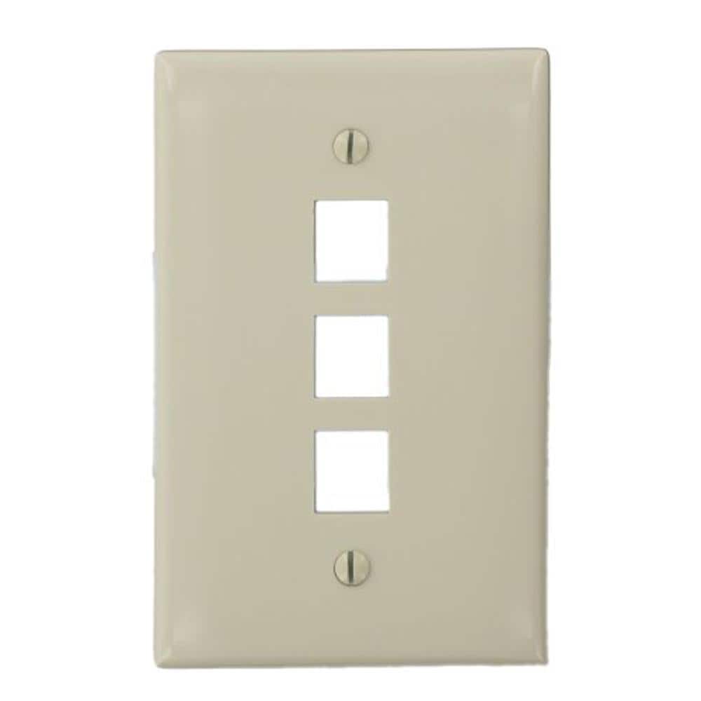 Light Almond Nylon Single-Gang 3-Port Wall Plate
