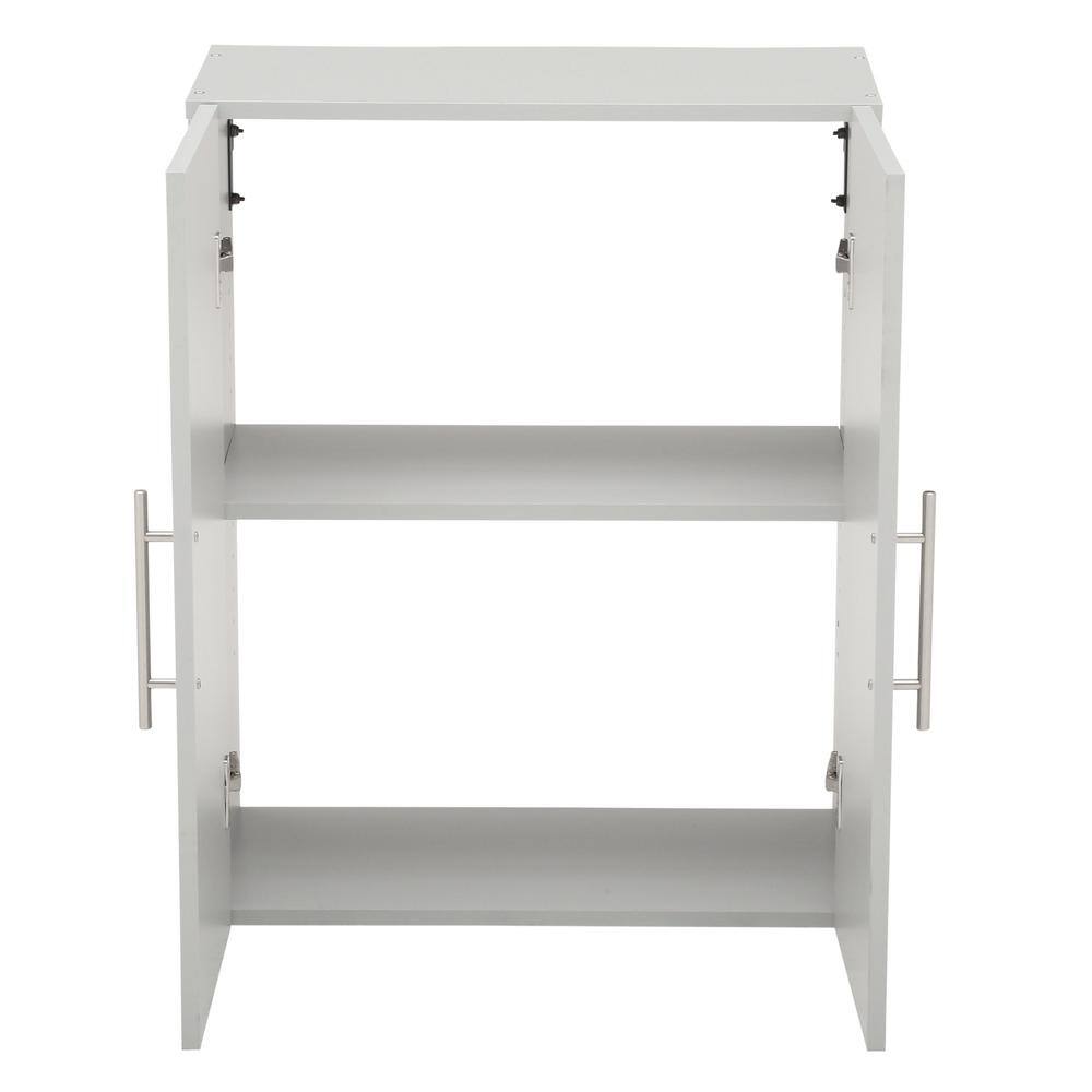 Light Gray Wall-Mounted Office Cabinet with Adjustable Shelving