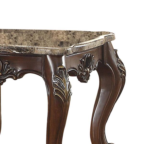 Acme Furniture Devayne 26 in. Marble Top and Dark Walnut Rectangle 