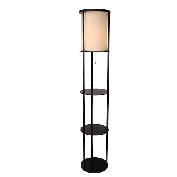 Adesso Stewart Shelf 62 1 2 In Black, Adesso Etagere Floor Lamp With Drawer