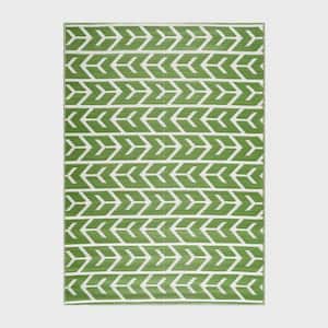 Amsterdam Green and Creme 5 ft. x 7 ft. Folded Reversible Recycled Plastic Indoor/Outdoor Area Rug-Floor Mat