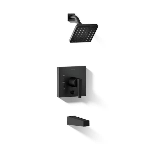 Honesty 1-Handle Wall Mount Tub/Shower Trim Kit in Matte Black (Valve Not Included)