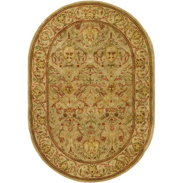 SAFAVIEH Persian Legend Moss/Beige 5 ft. x 7 ft. Oval Border Area Rug