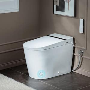 Nutley Dual Flush Elongated Smart Bidet Toilet 1.28 GPF in White with Auto Open, Auto Close and Foot Sensor Function