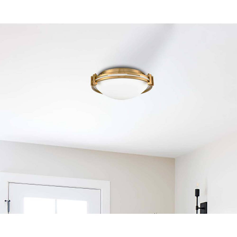 Elegant Brass & Glass Dome 12" Flush Mount Ceiling Light