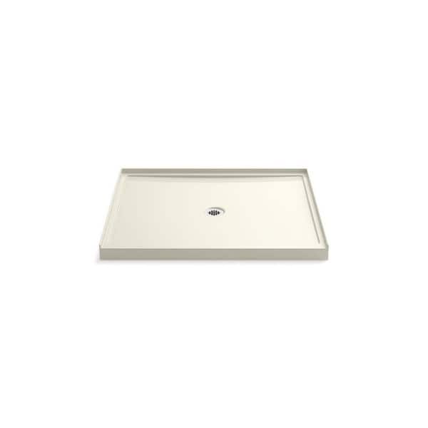 Rely 48 in. L x 42 in. W Alcove Shower Pan Base with Center Drain in Biscuit