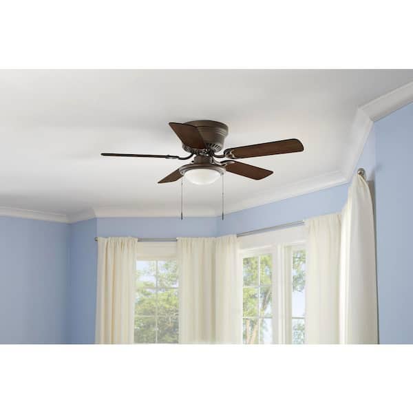 Hampton Bay Hugger 44 in. LED Indoor Oil-rubbed bronze Ceiling Fan with Light Kit