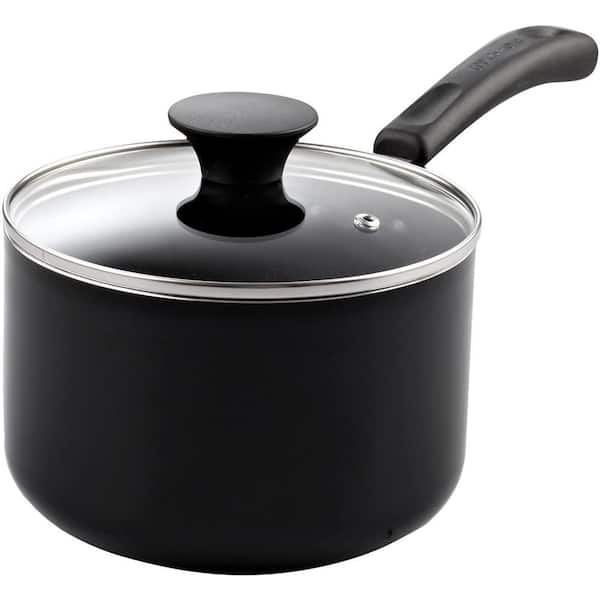 3 qt. Aluminum Nonstick Sauce Pan with Lid in Black