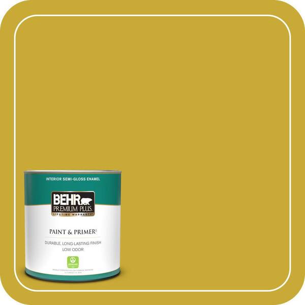 BEHR PREMIUM PLUS 1 qt. #P320-7 Sweet and Sour Semi-Gloss Enamel Low Odor Interior Paint & Primer