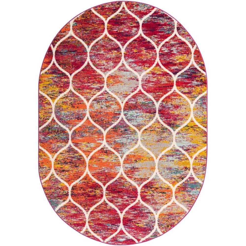 Trellis Frieze Rounded Multi 7 ft. 1 in. x 10 ft. Area Rug price history on PriceWatchPro
