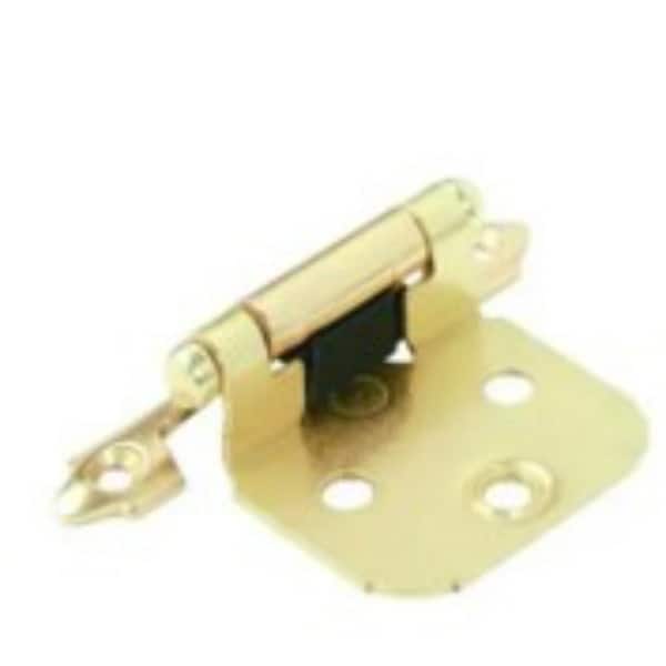 Global Door Controls 1-5/8 in. Surface Mount Self-Closing Exposed No Radius Cabinet Hinge in Satin Brass - (Set of 24)
