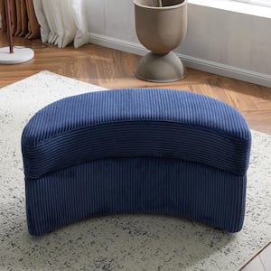 Blue Velvet Moon-Shaped Accent Medium Ottoman