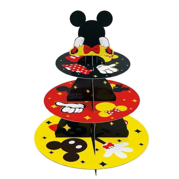 3-Tier Mickey Minnie Cardboard Cake Stand for Birthday and Baby Shower Party Desserts