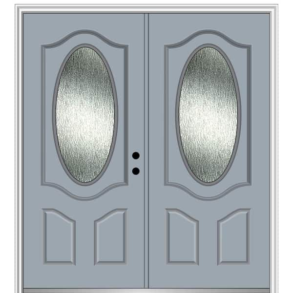 MMI Door 72 in. x 80 in. Left-Hand/Inswing Rain Glass Storm Cloud Fiberglass Prehung Front Door on 6-9/16 in. Frame