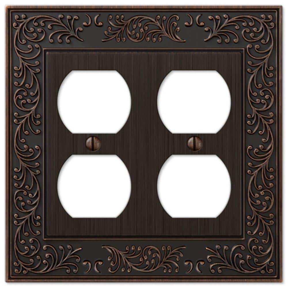 Aged Bronze Double Duplex Cast Metal Wallplate