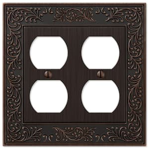 English Garden 2 Gang Duplex Metal Wall Plate - Aged Bronze