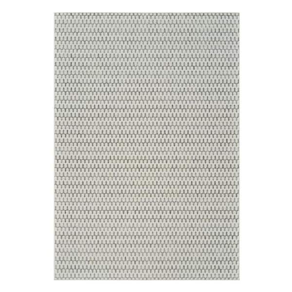 Cream, Beige 5 ft. x 7 ft. Woven Geometric Polypropylene Rectangle Indoor/Outdoor Area Rug