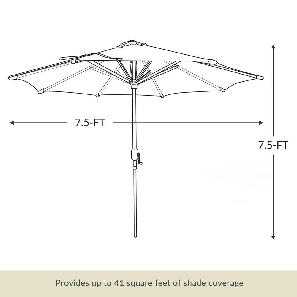 Slate Gray 7.5-ft Hexagon Steel Market Patio Umbrella