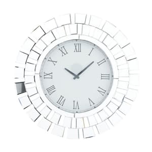2 in. x 24 in. Silver Glass Mirrored Starburst Wall Clock
