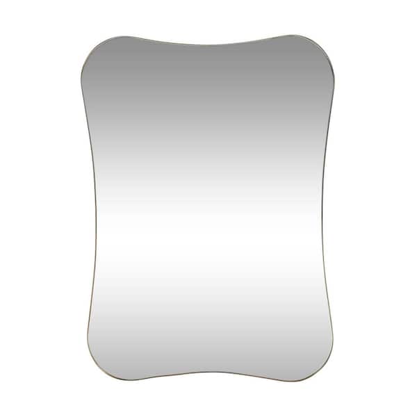 Noble House Simmons 38.50 in. x 27.50 in. Modern Rectangle Framed Brushed Brass Accent Mirror