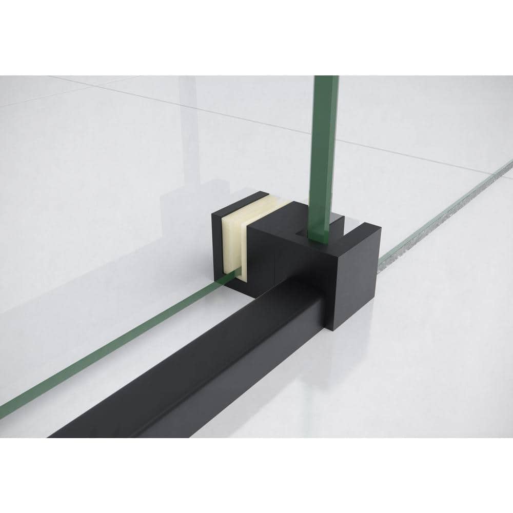 Astro Frameless Sliding Bathtub Door in Matte Black with Tempered Glass