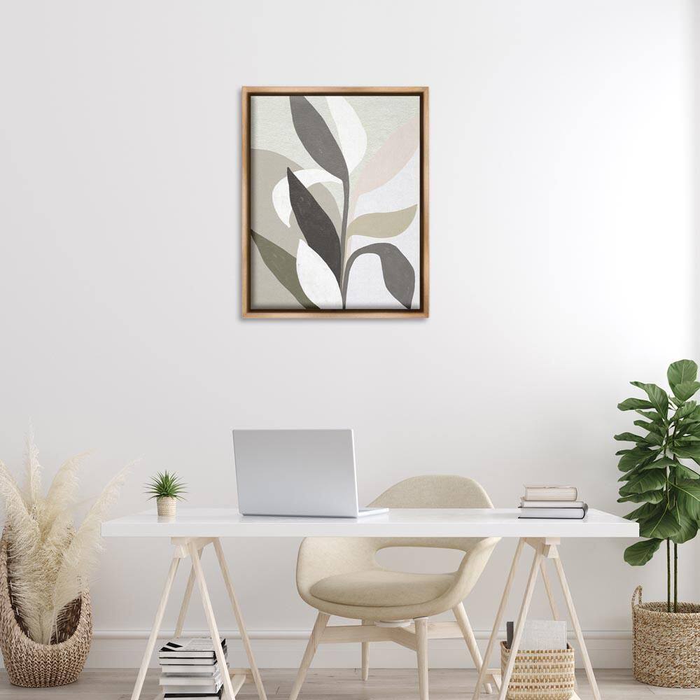 Soft Modern Organic Leaves by June Erica Vess Brown Floater Frame Nature Graphic Art Print 31 in. x 25 in. price history on PriceWatchPro