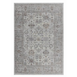 Sakarya Collection Grey Brown 7 ft. x 10 ft. Distressed Oriental Indoor Area Rug