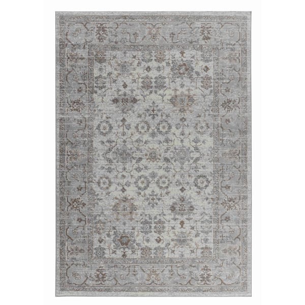 Sakarya Collection Grey Brown 8 ft. x 11 ft. Distressed Oriental Indoor Area Rug