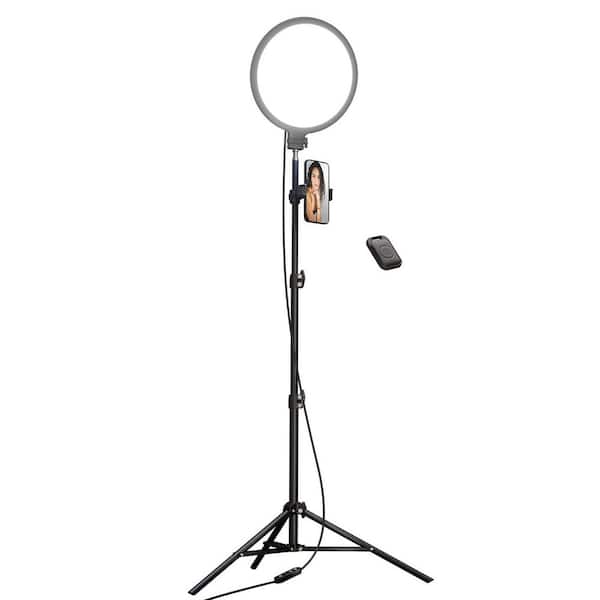 10.5 in. White Ring Light with 69 in. Adjustable Tripod, Full Screen Zoom Lighting, Dimmable LED, Wireless Remote
