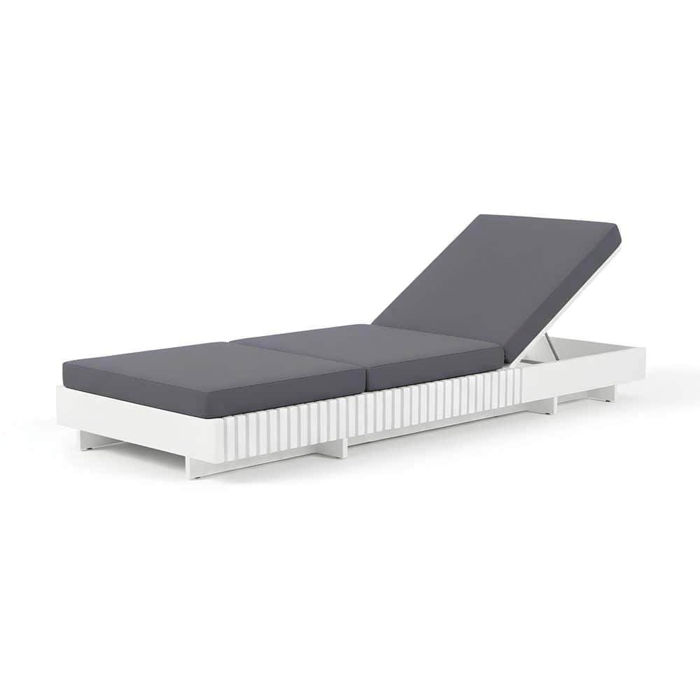 Lillian Modern White Solid Wood Patio Outdoor Chaise Lounge with 3-Fold Dark Gray Cushions, Adjustable Backrest price history on PriceWatchPro