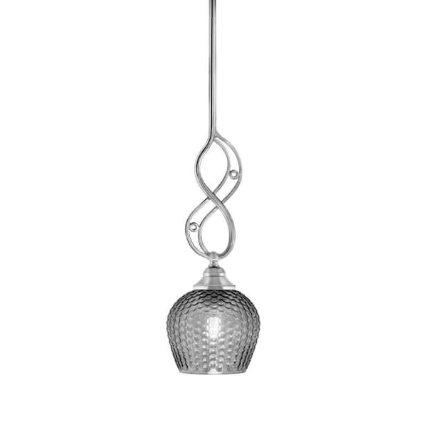 Unbranded Revell 100-Watt 1-Light Chrome Stem Mini Pendant Light with Smoke Textured Glass Shade and Light Bulb Not Included