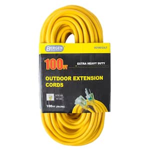 100 ft. 12/3 SJTW 15 Amp/125-Volt Outdoor Single Receptacle Extension Cord, Yellow