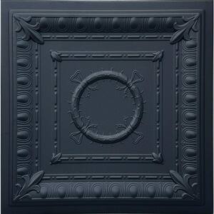 Romanesque Wreath Black Matte 1.6 ft. x 1.6 ft. Glue Up Foam Ceiling Tile (21.6 sq. ft./case)