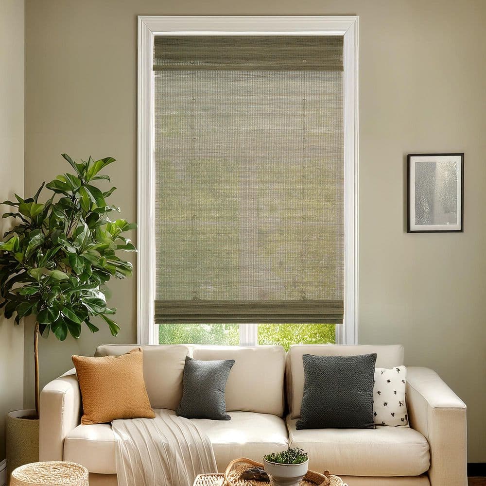 Light-Filtering Cordless Bottom-Up Mesh Grey Bamboo Window Shade 24 in. W x 60 in. L price history on PriceWatchPro