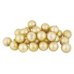 2.5 in. (60 mm) Shatterproof Matte Champagne Gold Christmas Ball Ornaments (60-Count)