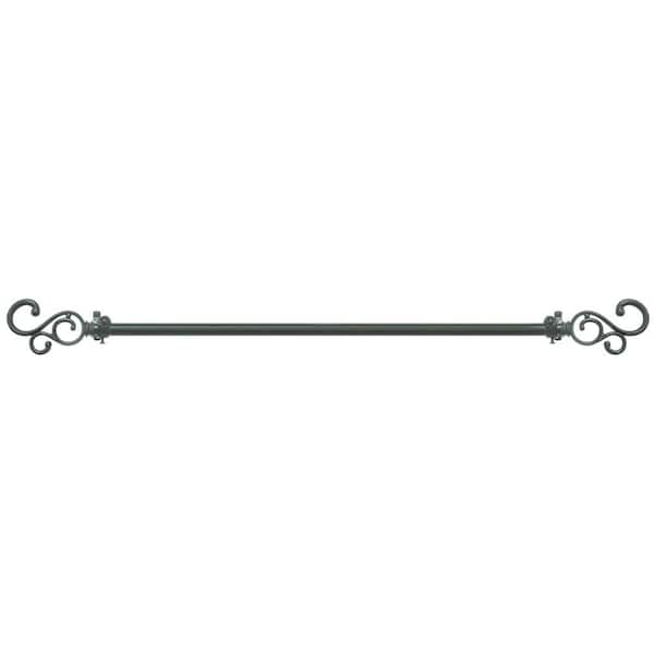 Buono II Medley 28 in. - 48 in. Adjustable 3/4 in. Single Curtain Rod in Black Medley Finials