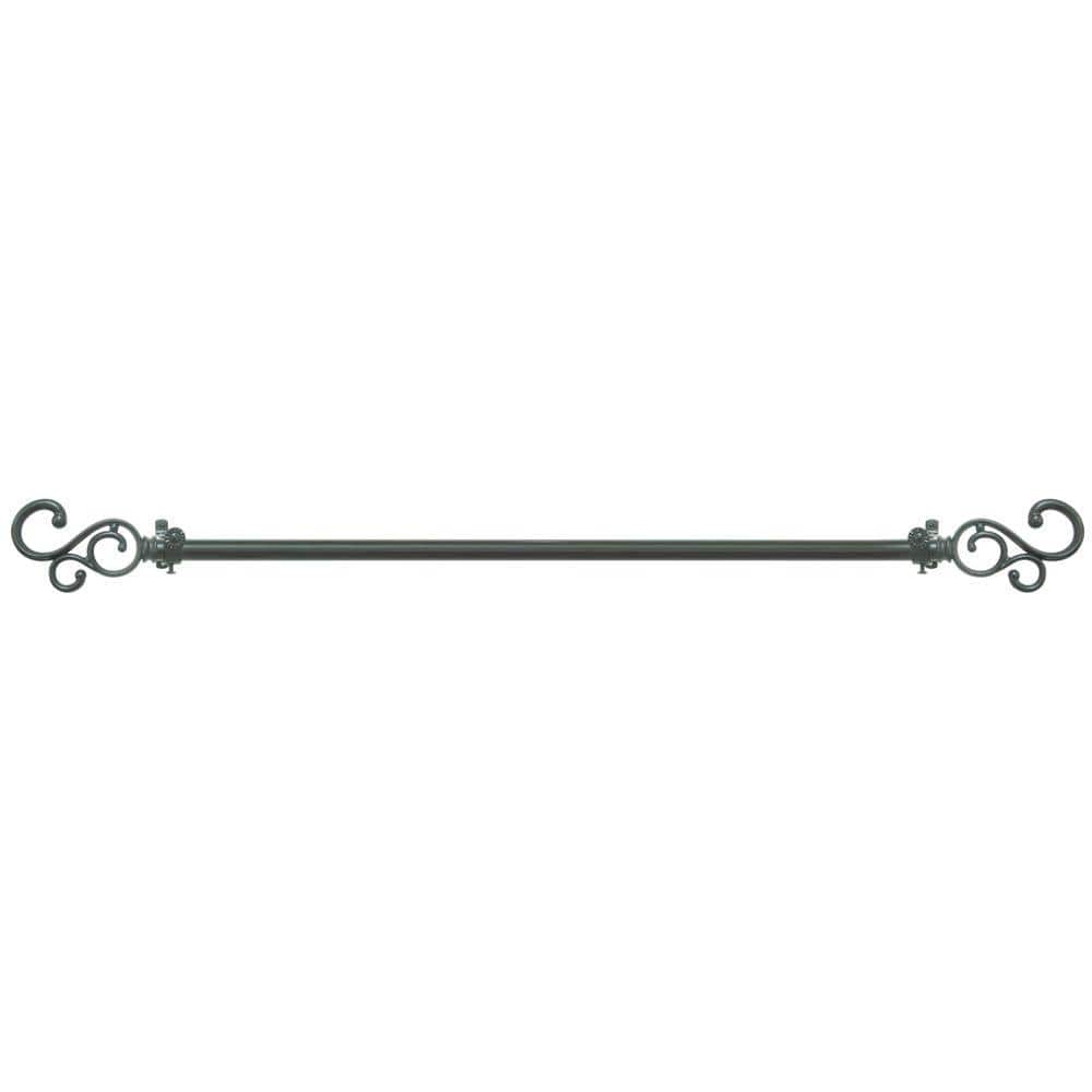 Black Scroll Decorative Curtain Rod with Finial, 48"-86"