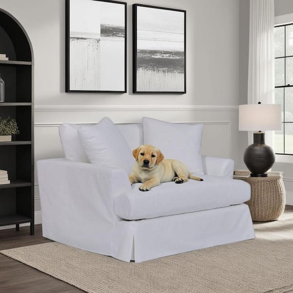 Armen Living Ciara Pearl Fabric Arm Chair