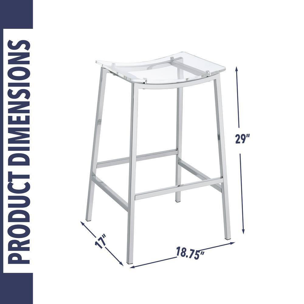 Zena 3-Piece White and Chrome Acrylic Bar Set with LED Lights